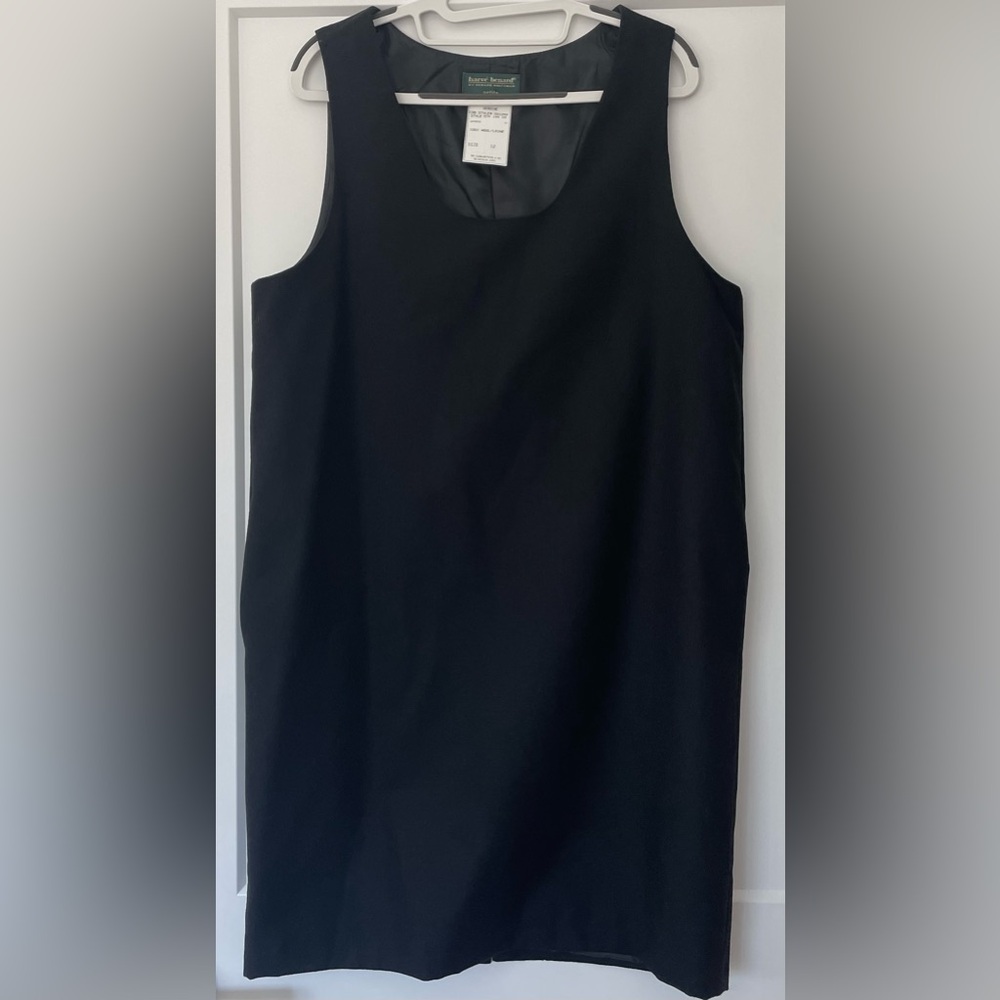 Harve Benard Vintage Black Sleeveless Wool Sheath Dress 12P FLAWED